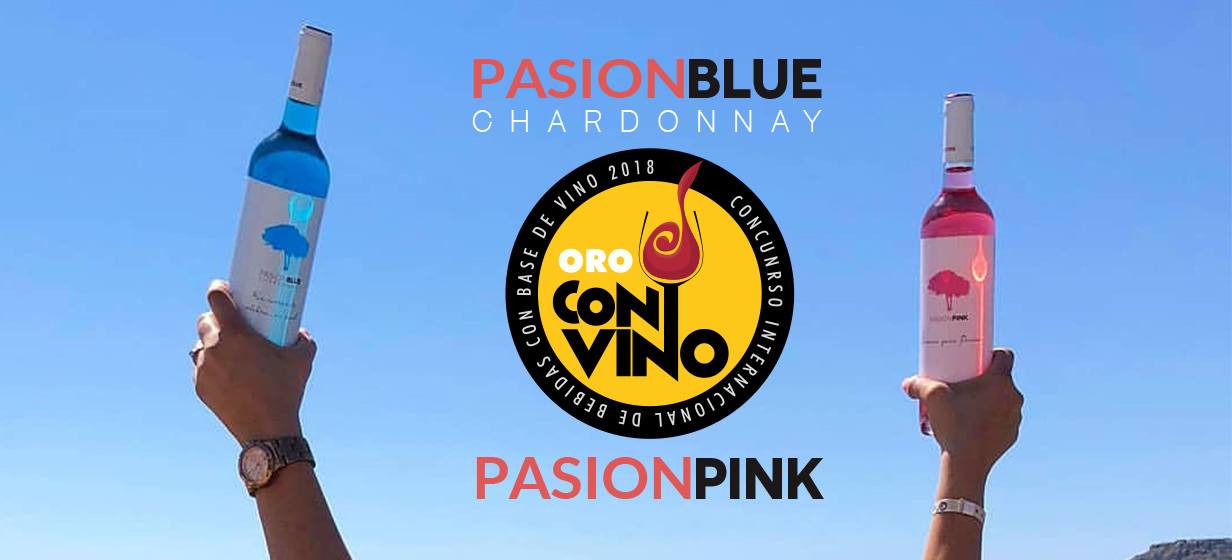 Vino Azul Pasion Blue y Pasion Pink medallas de oro concurso internacional ConVino 2018